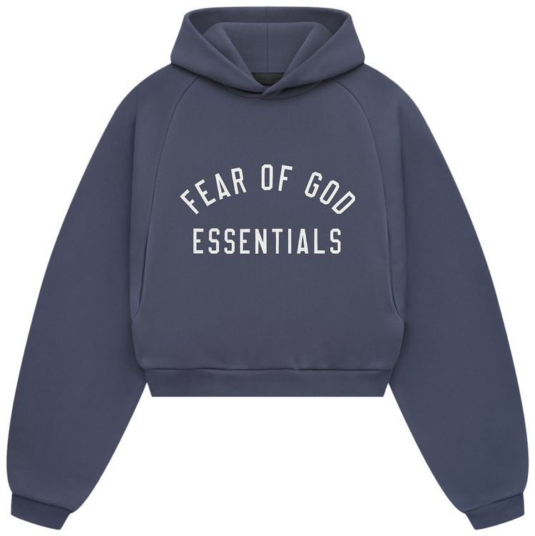 Fear of God Essentials Fleece Cropped Hoodie Marine