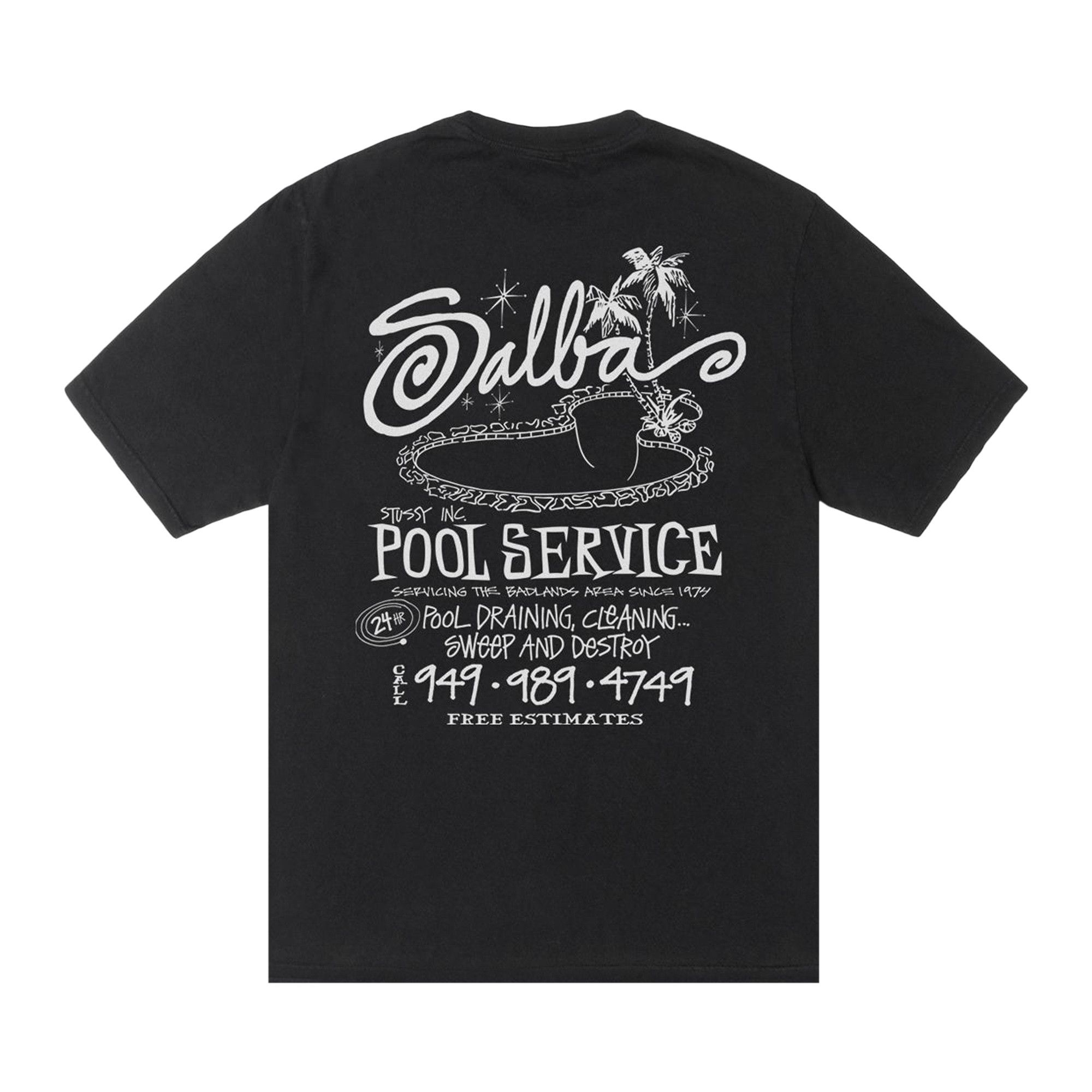 Buy Stussy Pool Service Tee Pigment Dyed 'Black' - 3904015 BLAC | GOAT
