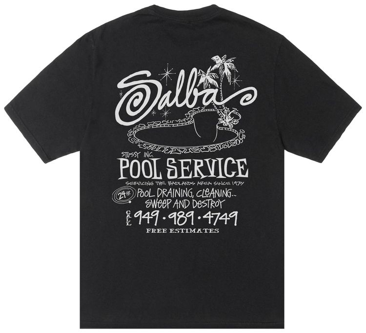 Stussy Pool Service Tee Pigment Dyed Black