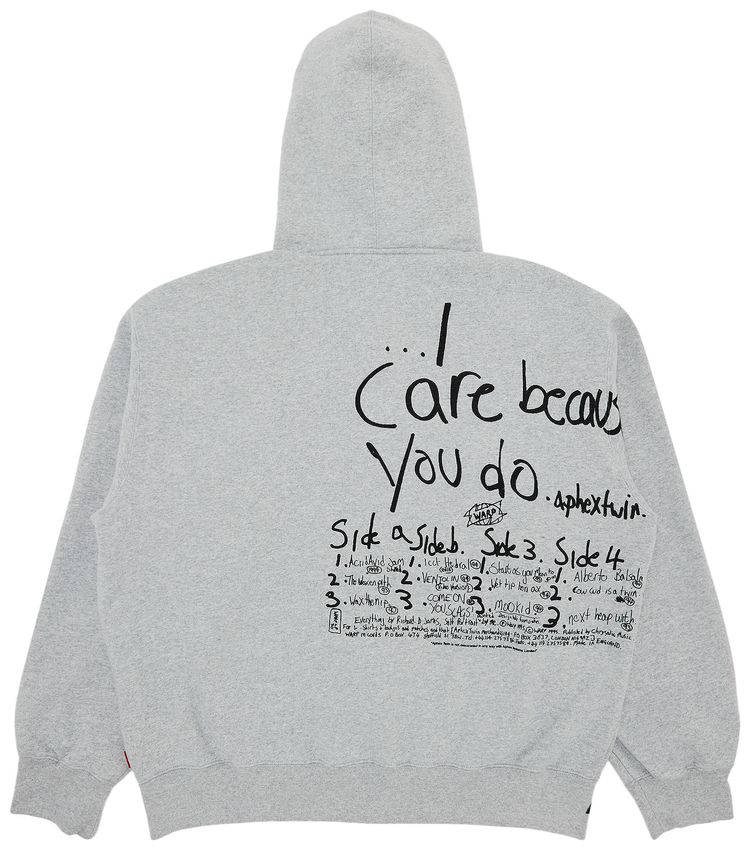 Supreme x Aphex Twin Zip Up Hooded Sweatshirt Heather Grey