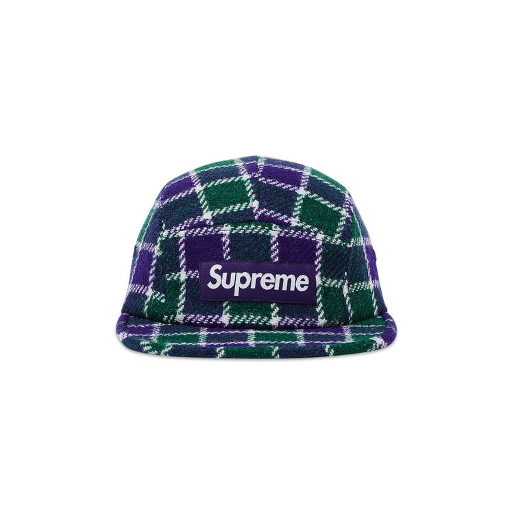 Supreme Harris Tweed Camp Cap Green Plaid