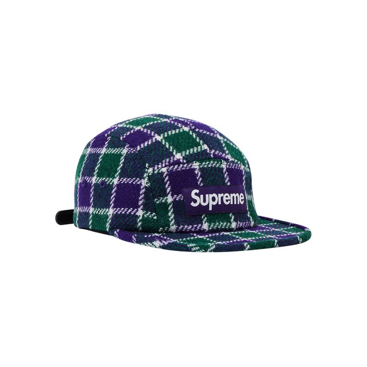 Supreme Harris Tweed Camp Cap Green Plaid