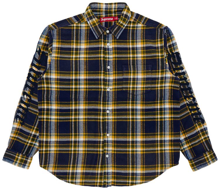 Supreme Old English Plaid Flannel Shirt Navy