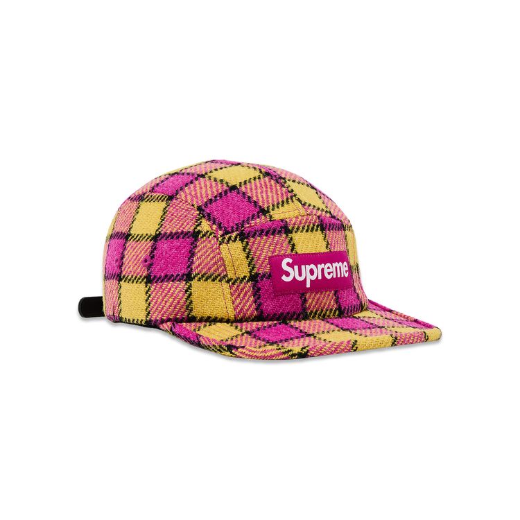 Supreme Harris Tweed Camp Cap Pink Plaid