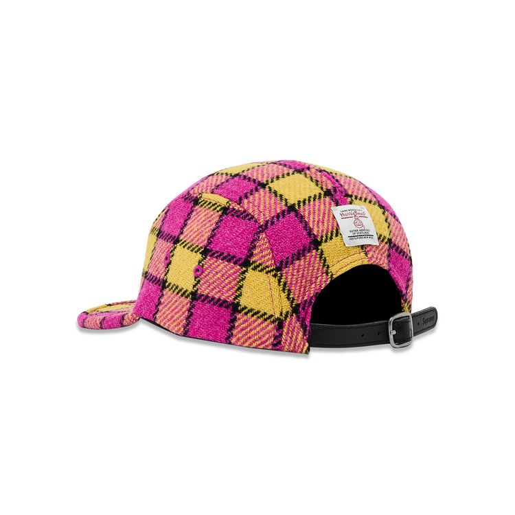 Supreme Harris Tweed Camp Cap Pink Plaid