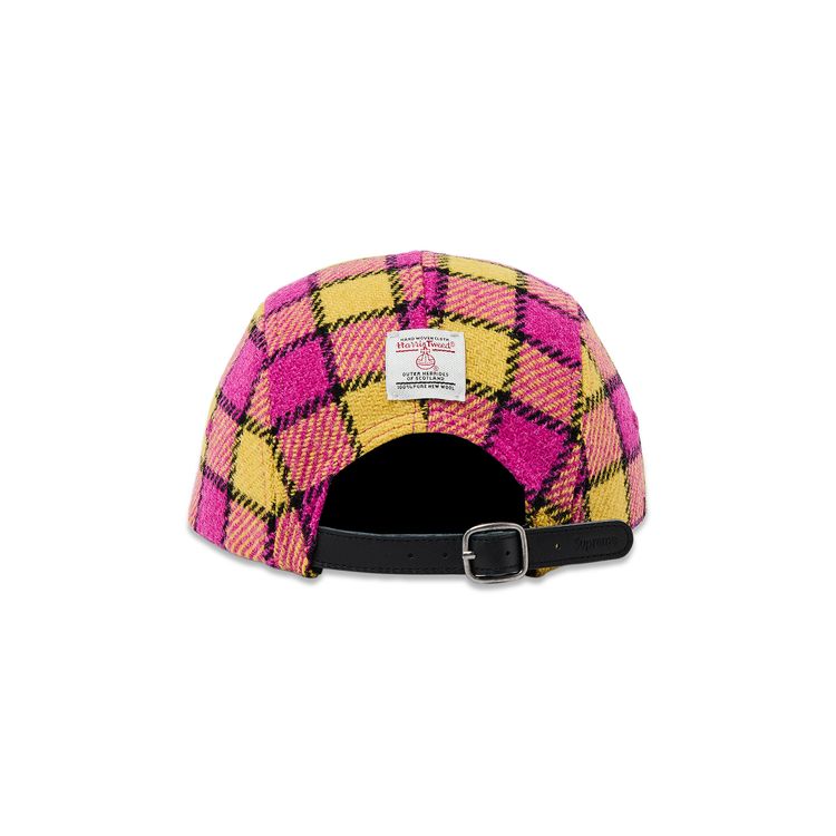 Supreme Harris Tweed Camp Cap Pink Plaid