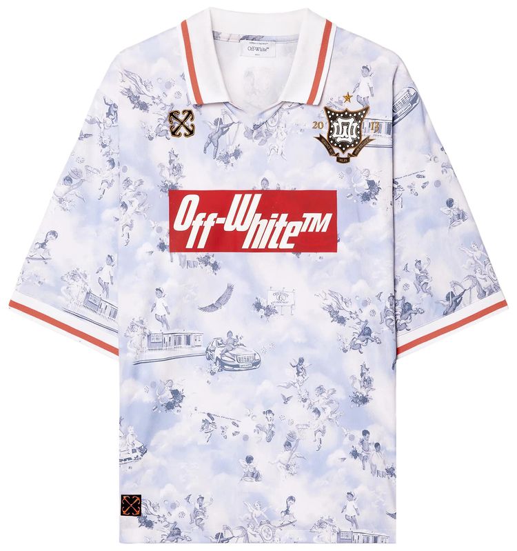 Off White Fresco Soccer Short Sleeve Polo Pink Lilac Allover