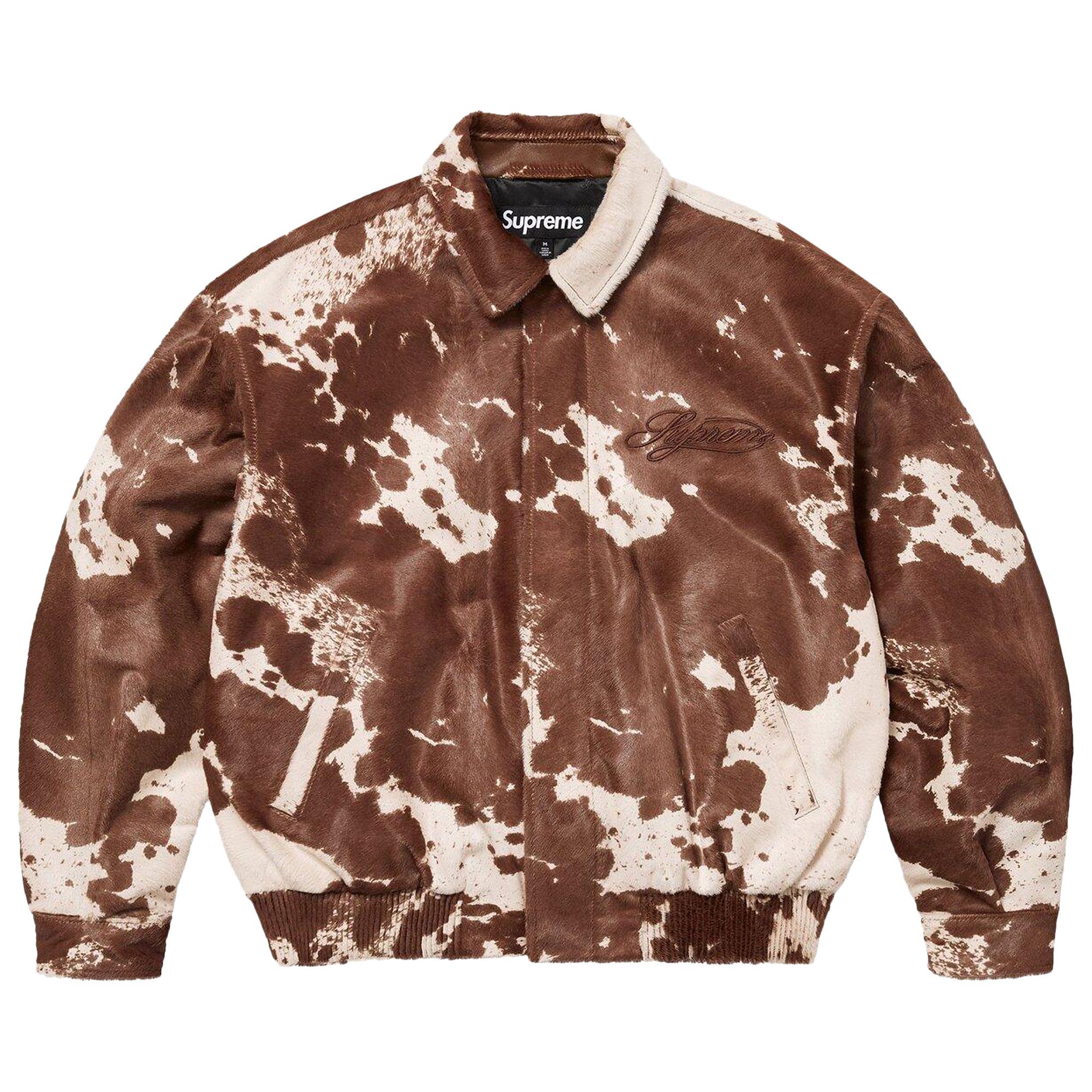 Buy Supreme Ponyhair Varsity Jacket 'Cow' - SS25J6B COW | GOAT