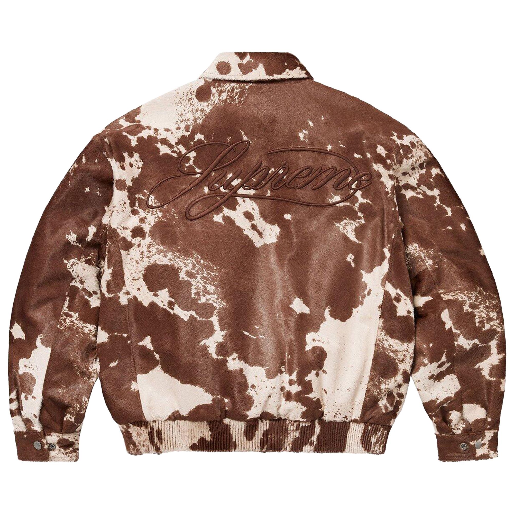 Buy Supreme Ponyhair Varsity Jacket 'Cow' - SS25J6B COW | GOAT
