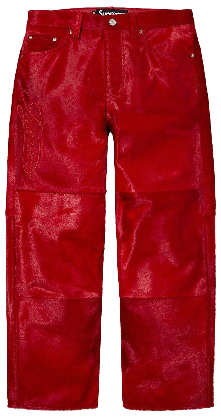 Supreme Ponyhair Loose Fit 5 Pocket Jean Red