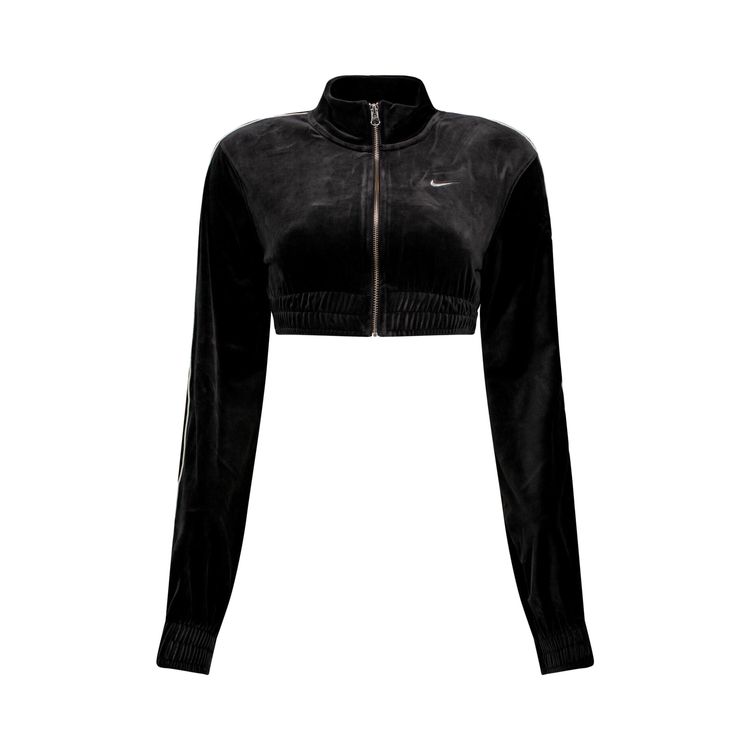 Nike Cropped Velour Full Zip Top BlackSail