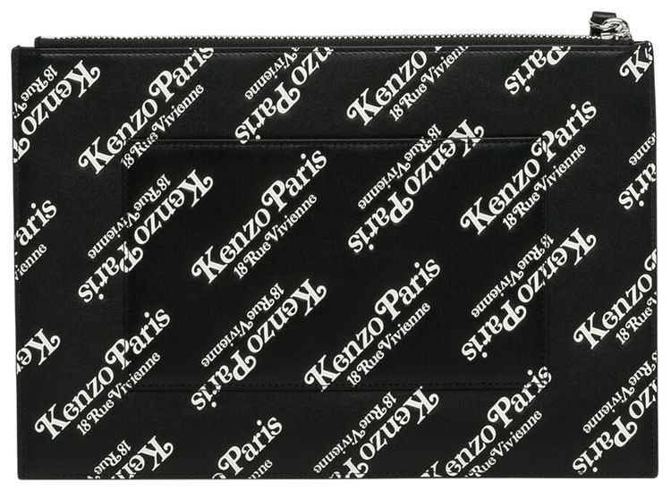 Kenzo Large leather Kenzogram Pouch Black