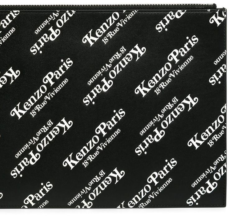 Kenzo Large leather Kenzogram Pouch Black