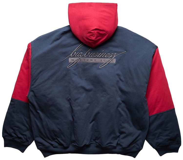 Martine Rose Quilted Zip Up Hoodie Blue