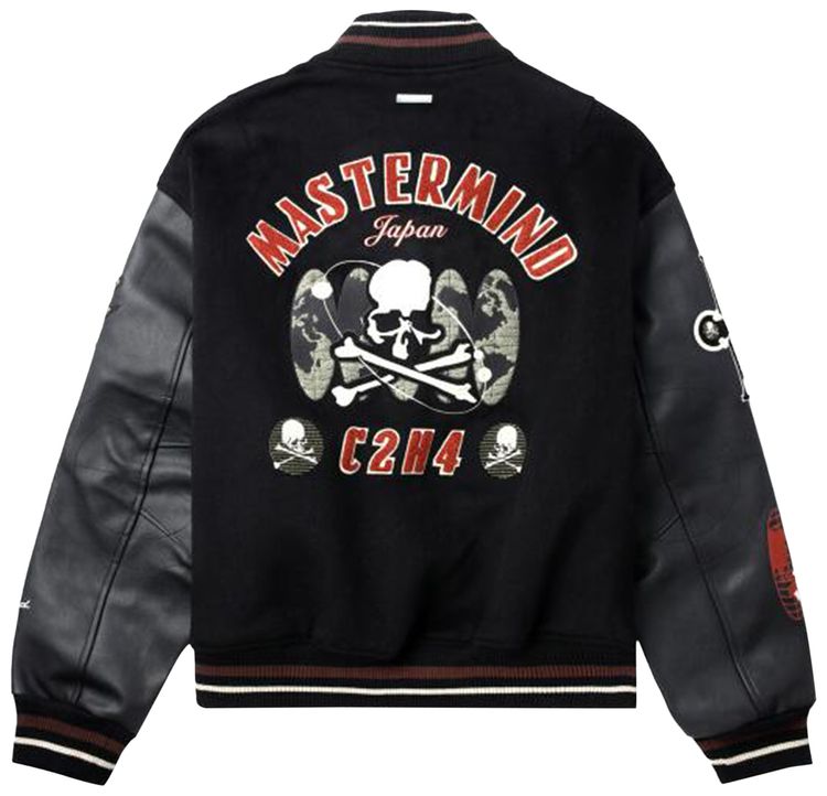 Mastermind Japan x C2H4 Curvilinear Varsity Jacket Silent Black
