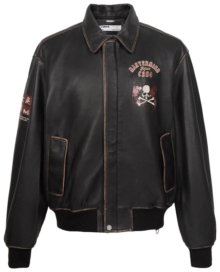 Mastermind Japan x C2H4 Washed Leather Jacket Faded Black