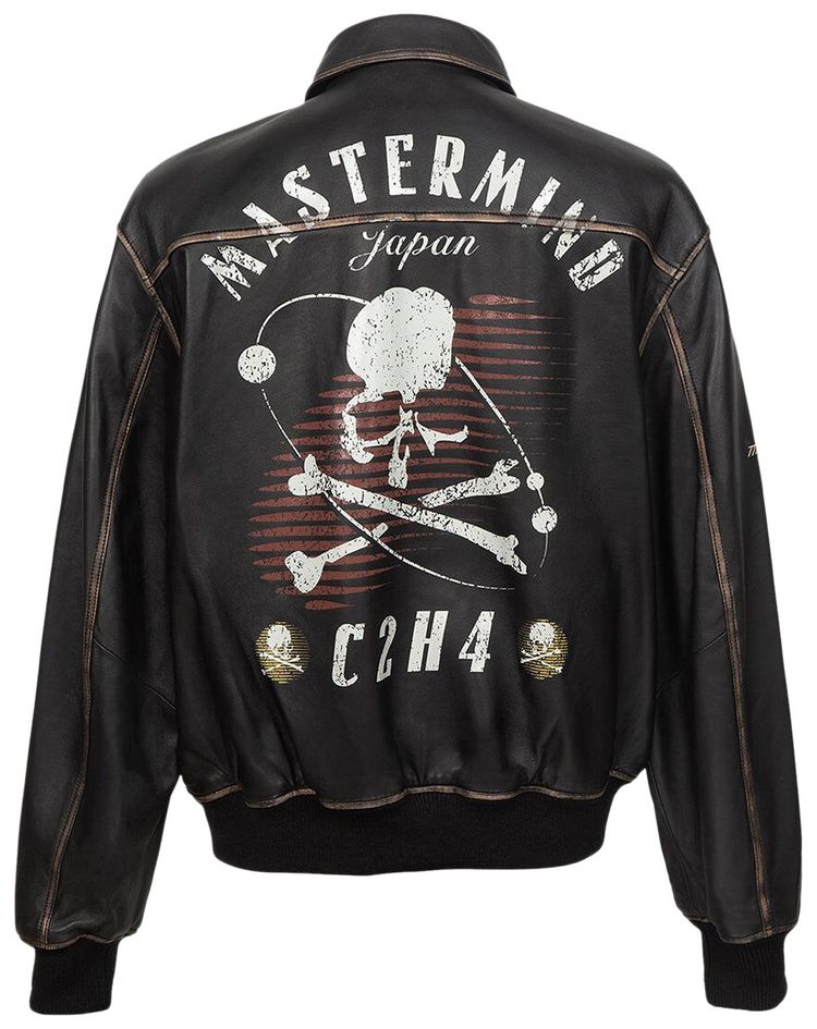 Mastermind Japan x C2H4 Washed Leather Jacket Faded Black