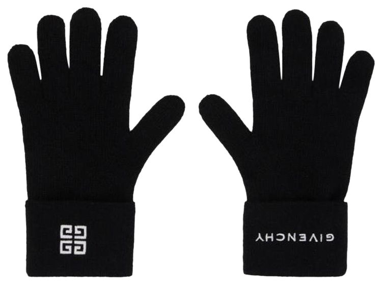 Givenchy Embroidered Logo Gloves BlackWhite