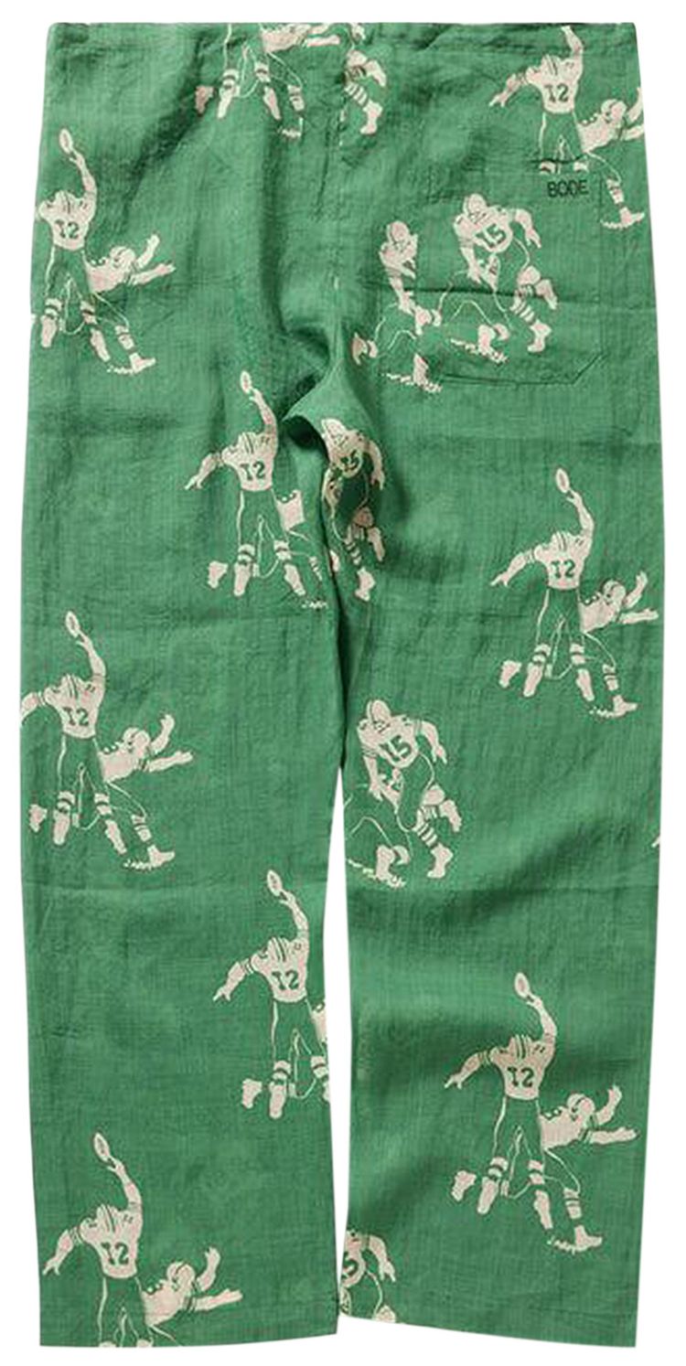 Bode Football Silhouette Pajama Pants GreenCream