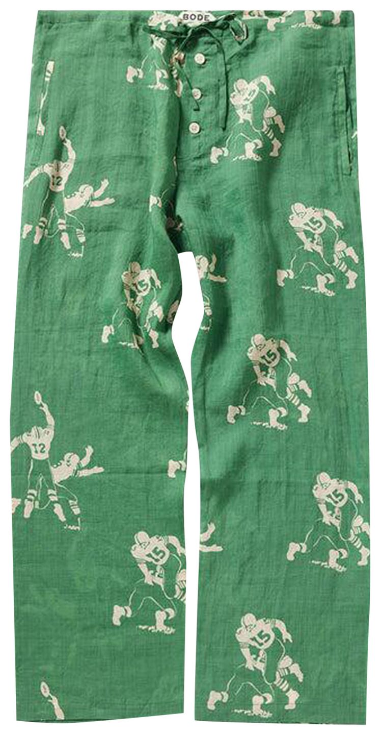 Bode Football Silhouette Pajama Pants GreenCream