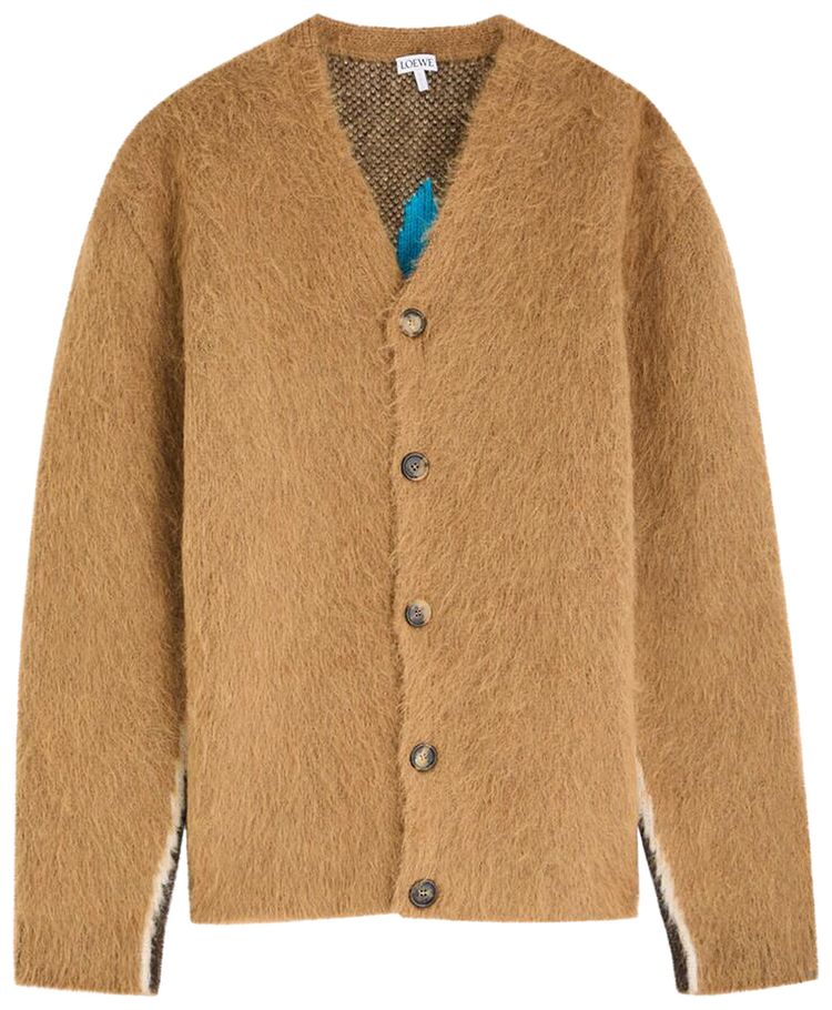 Loewe Textured Fabric Long Sleeve Cardigan BeigeSoft