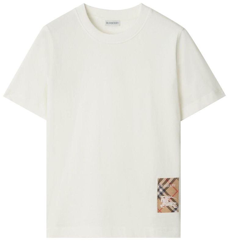 Burberry Check Label T Shirt Chalk