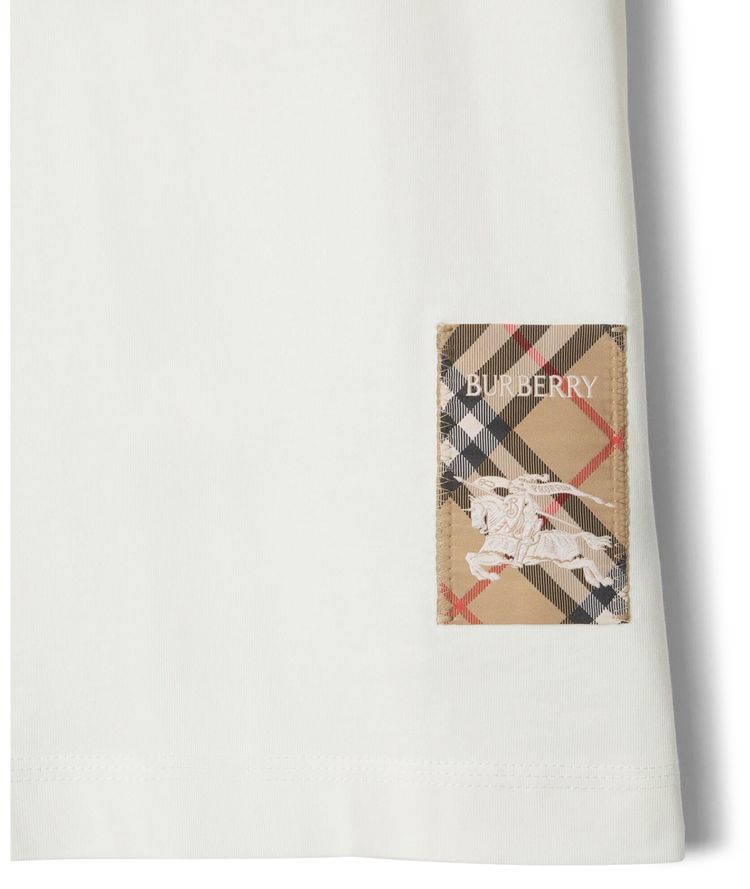 Burberry Check Label T Shirt Chalk