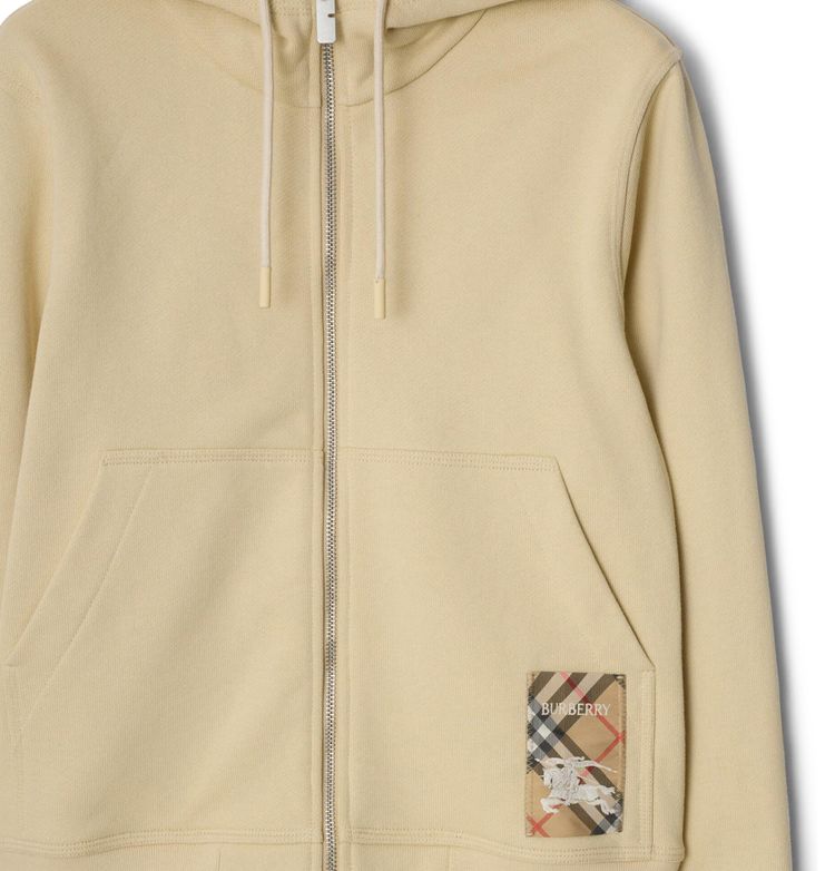 Burberry Check Label Zip Through Hoodie Nutmeg