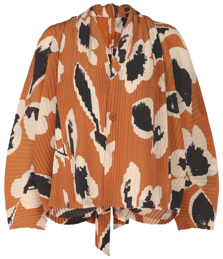 Issey Miyake Vigor Pleats Cardigan Brown