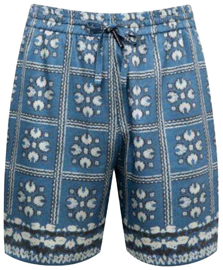 Nahmias Tiled Silk Shorts Blue