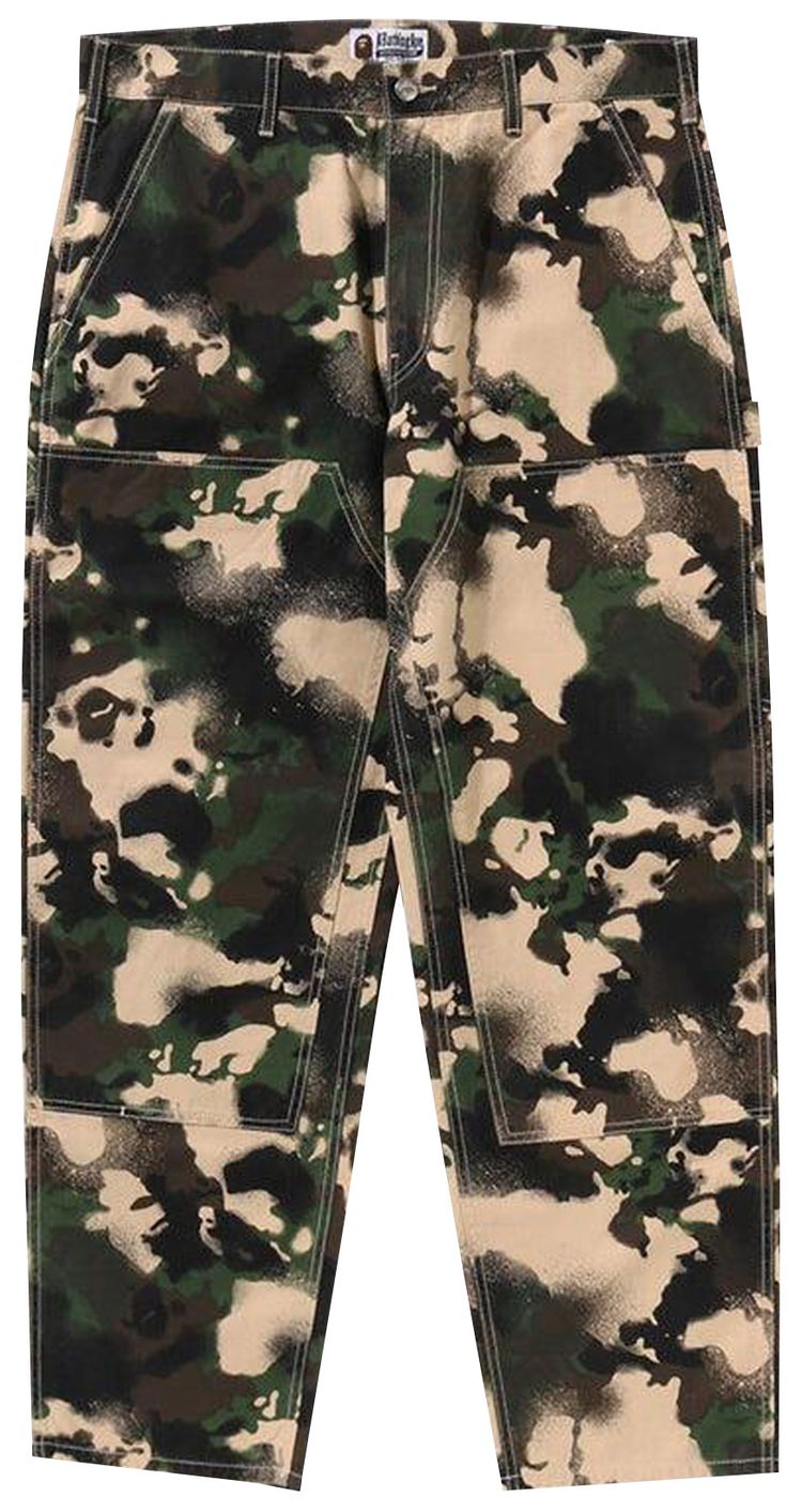 BAPE Map Camo Relaxed Fit Work Pants Green