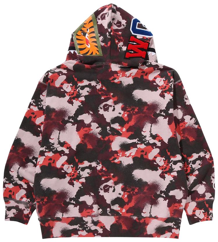 BAPE Map Camo Shark Relaxed Fit Full Zip Hoodie Red
