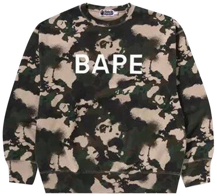 BAPE Map Camo Crewneck Relaxed Fit Sweatshirt Green