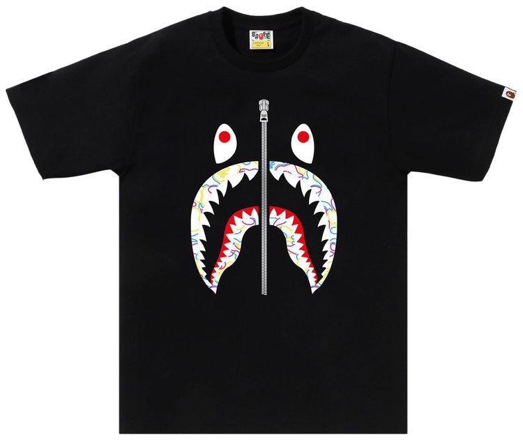 BAPE Neon Camo Shark Tee Black