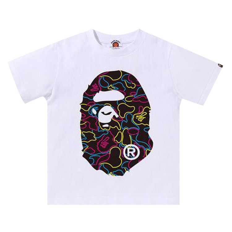 BAPE Neon Camo Big Ape Head Tee White