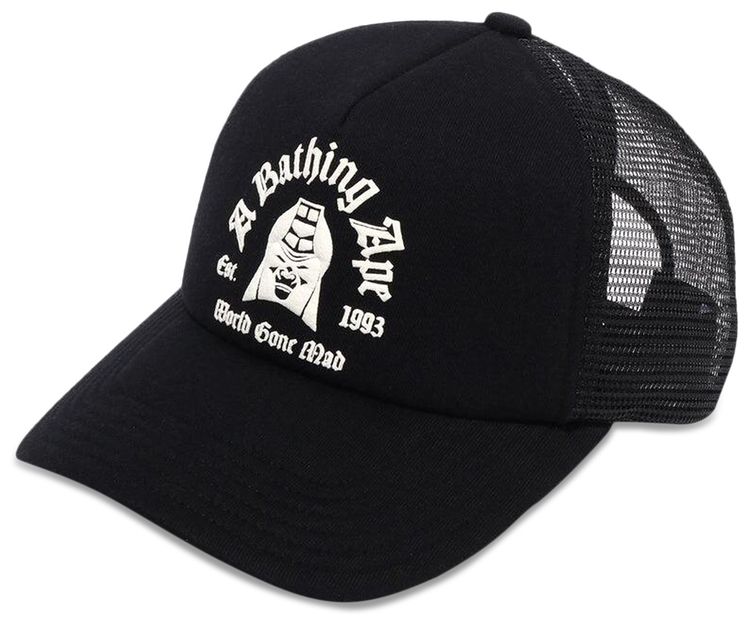 BAPE Logo Panel Mesh Cap Black