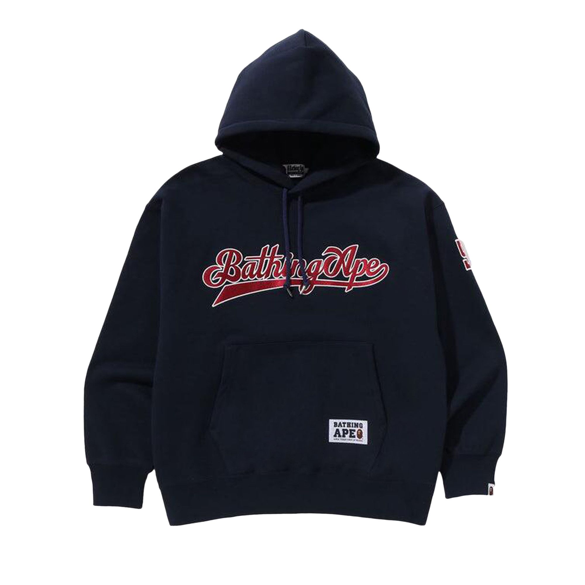 Buy BAPE Baseball Logo Relaxed Fit Pullover Hoodie 'Navy Buy BAPE Baseball Logo Relaxed Fit Pullover Hoodie 'Navy