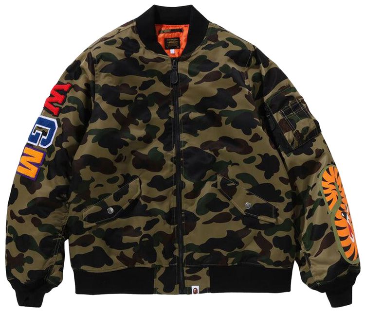 BAPE 1st Camo Shark MA 1 Jacket Green