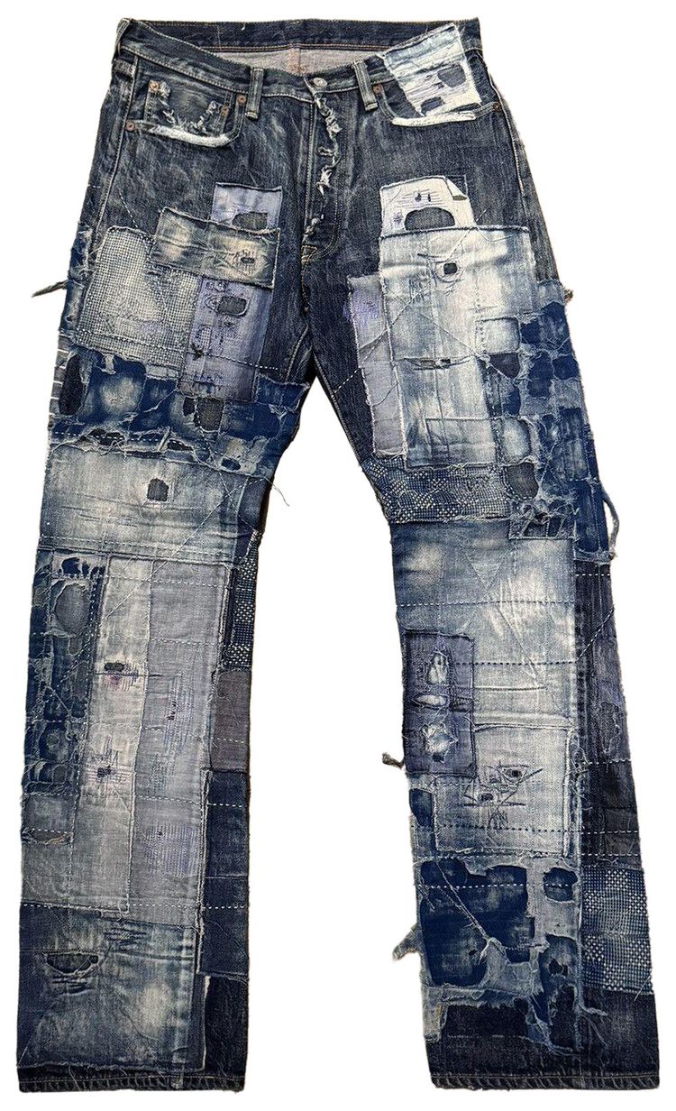 Kapital Boro Psychadelic Patchwork Selvedge Denim Blue