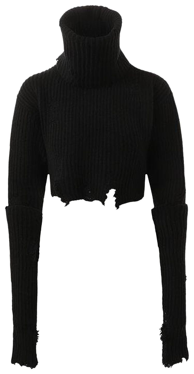 Ann Demeulemeester Aliza 3 Pieces Set High Neck Cropped Sweater Black
