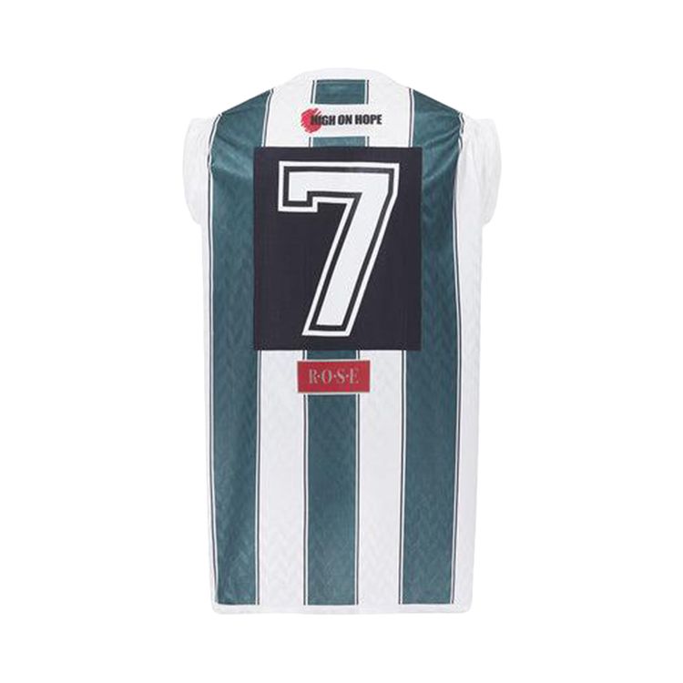 Martine Rose Twist Sleeve Football Top WhiteGreen Stripe