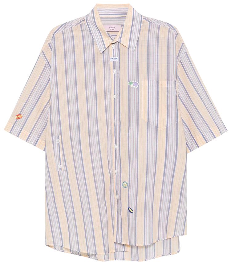 Martine Rose Short Sleeve Boxy Wrap Shirt YellowBlue Stripe