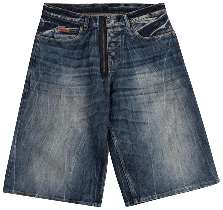 Martine Rose Zip Jean Short Blue Acid