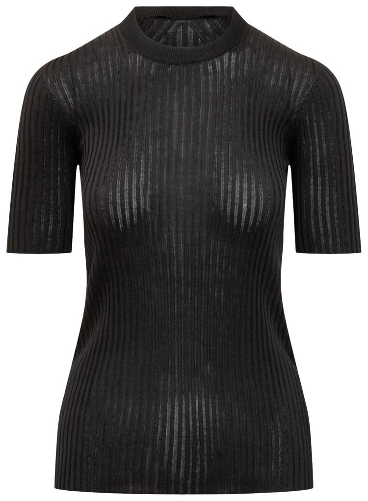 Jil Sander Ribbed Crewneck T Shirt Black
