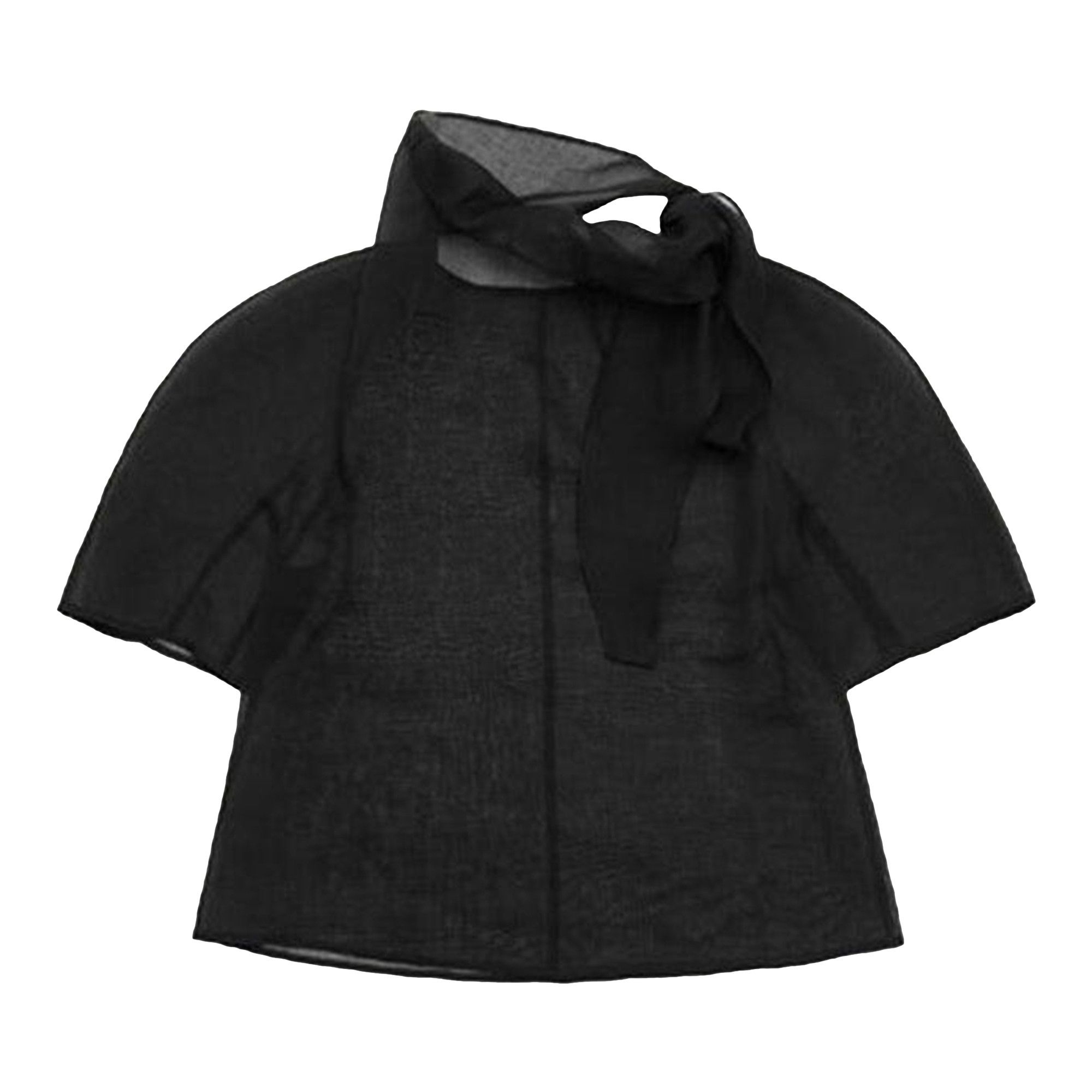 Buy Amomento Knotted Collar Top 'Black' - AM25SSW03TO BLAC | GOAT