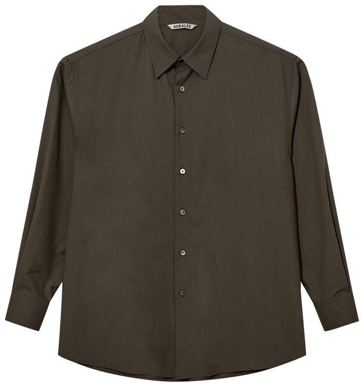 Auralee Super Fine Tropical Wool Open Collar Half Sleeved Shirt Light Brown