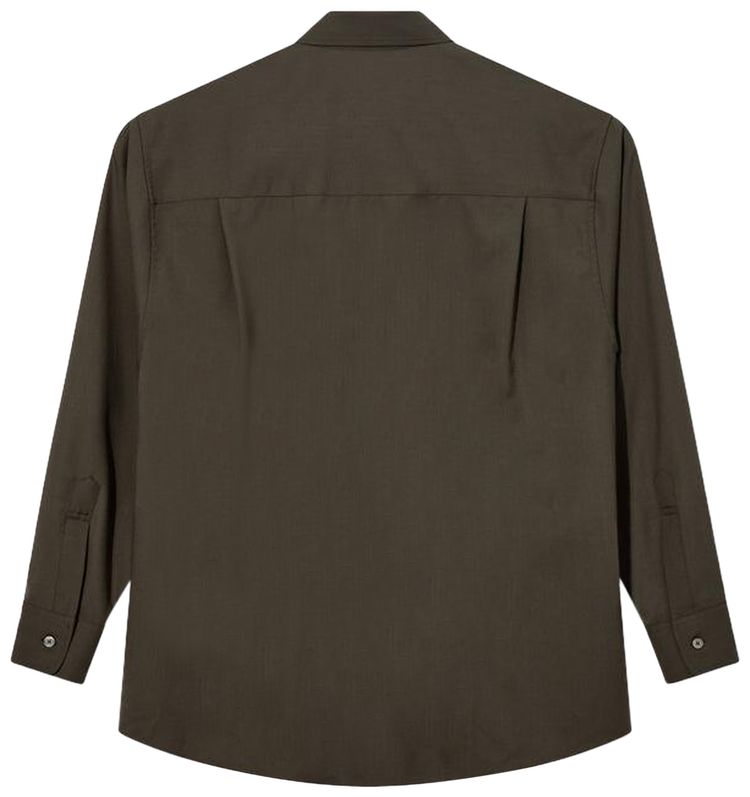 Auralee Super Fine Tropical Wool Open Collar Half Sleeved Shirt Light Brown