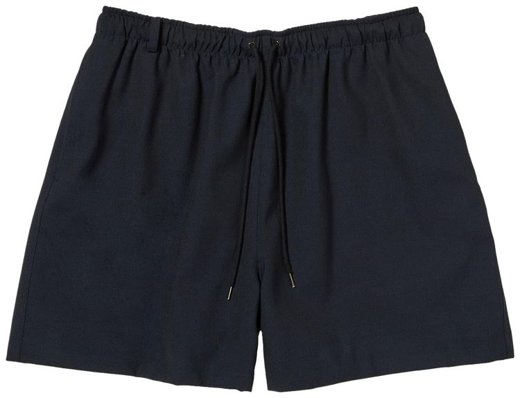 Auralee Wool Kid Mohair Hop Sack Shorts Dark Navy