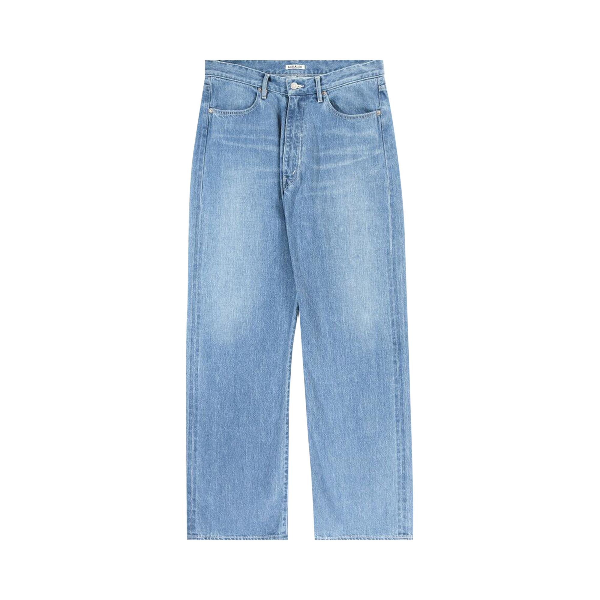 Buy Auralee Selvedge Faded Light Denim Pants 'Light Indigo