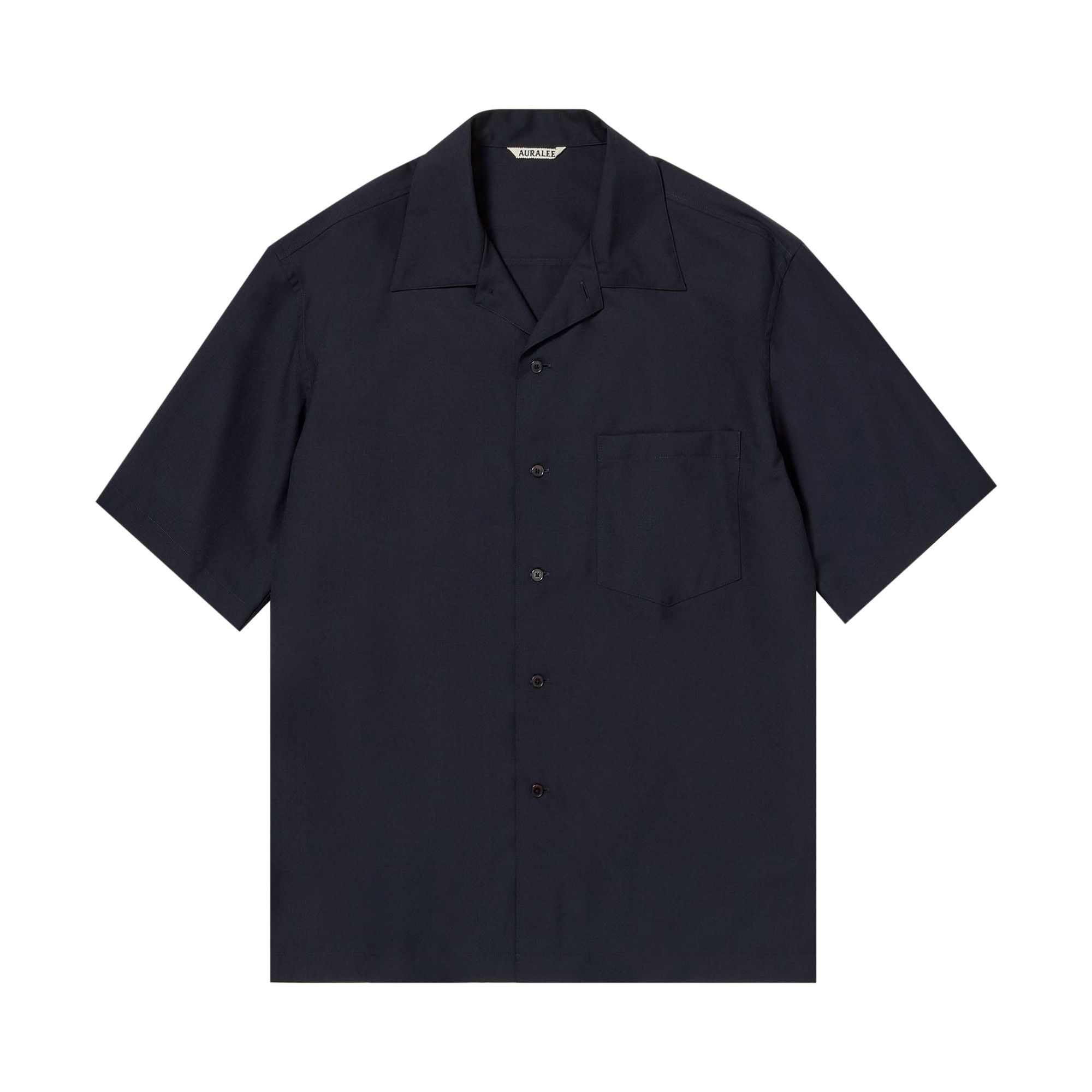 Buy Auralee Super Fine Tropical Wool Open Collar Half Sleeved